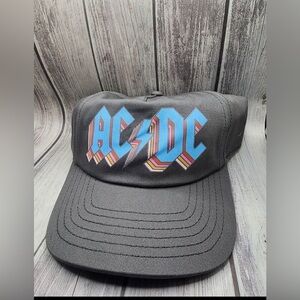 Gray AC/DC Logo With Lightning Bolt Snap-back Baseball Cap youth